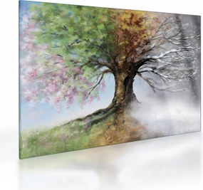 Obraz na szkle - Drzewo czterech pór roku (70x50 cm)