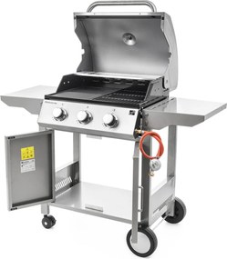 Grill gazowy OKLAHOMA BBQ, 4 palniki, z reduktorem, srebrny Penta CZ