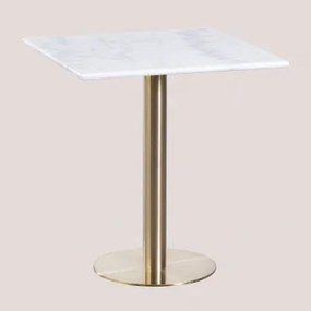 Kwadratowy Stolik Barowy Z Marmuru Cosmopolitan Biały Marmur Guangxi & ↔︎ 60 Cm & Champagne Oro - Sklum