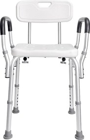 Krzesło Prysznicowe SucceBuy z Oparciem i Podłokietnikami, Regulowana Wysokość Lawki do Wanny, Udźwig 350 Funtów