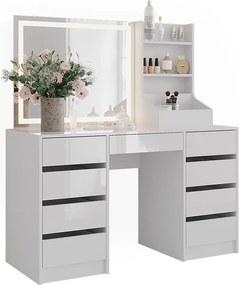 Stół toaletowy biały/biały wysoki połysk 128.2x50.1x76 sherry