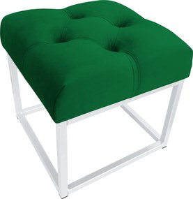 Pufa CHESTERFIELD tkanina Welur loft ławka podnóżek metal : Kolor Stelaża - Biały, Kolor tkaniny - VELVET - MG25, Typ tkaniny - Velvet
