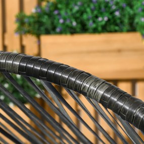 Outsunny Fotel Ogrodowy z Rattanu, Siedzisko Rattanowe, PE-Rattan, 89 cm x 75 cm x 143 cm, Szary+Czarny