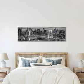 Obraz - Duże miasto z fioletową wieżą (170x50 cm)