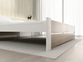 Łóżko IKAROS DOUBLE 180 x 200 cm, biały/dąb sonoma Stelaż: Ze stelażem listwowym rolowanym, Materac: Materac Coco Maxi 20 cm