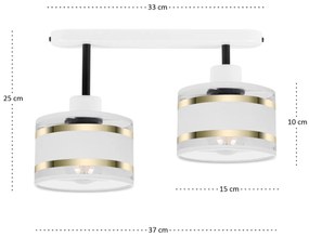 Lampa sufitowa biała dwupunktowy spot z białymi abażurami T-3306WE-WEW