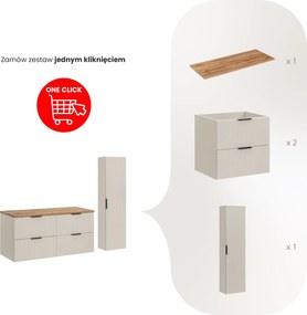 Zestaw mebli do łazienki Adel 91 - szafka 120 cm pod umywalki nablatowe i słupek, kaszmir/dąb wotan