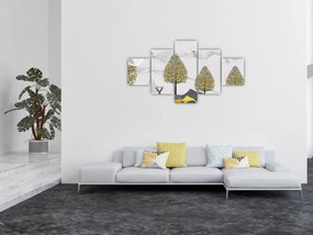 Obraz malowanych jeleni (125x70 cm)