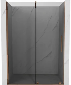 Mexen Velar drzwi prysznicowe rozsuwane 130 cm, grafit, różowe złoto - 871-130-000-41-60