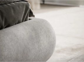 Szarobeżowe tapicerowane łóżko dwuosobowe ze schowkiem ze stelażem 160x200 cm Maumere – Maison de Rêve