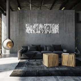 Obraz - Zmarznięte liście, czarno - biały (170x50 cm)