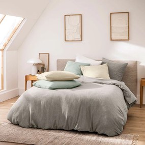 Szara bawełniana pościel dwuosobowa 3-częściowa 240x220 cm Meline – douceur d'intérieur