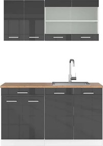 Pojedyncza kuchnia antracytowy wysoki połysk/biały 140x60x81.6 r-line