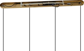 Brązowa lampa wisząca z dymionym bursztynowym i zielonym szkłem prostokątna 4-punktowa - Bao