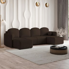 Masseno Narożnik NUBERO z funkcją spania i pojemnikiem na pościel Narozniki U, Rozkładana sofa - Brązowy, NEVE 28
