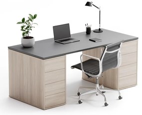 Biurko z przestrzenią do przechowywania BLOCK B03, dąb naturalny/grafit