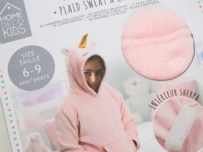 Dziecięcy koc bluza z rękawami i kapturem HOODIE UNICORN różowy