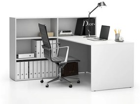 Zestaw mebli biurowych single SEGMENT, 3 półki, lewy, biały/biały