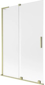 Mexen Velar L parawan nawannowy 2-skrzydłowy rozsuwany 120 x 150 cm, szron, złoty szczotkowany - 896-120-003-31-55