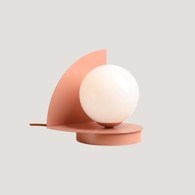 Koralowa lampka stołowa Loop z kulistym kloszem