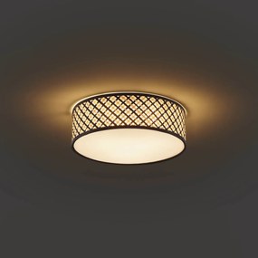 Orientalna lampa sufitowa z rattanu z czarnym wykończeniem 40cm - Tremmo