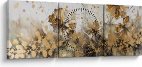 Obraz - Abstrakcyjny kwiatowy obraz (z zegarem) (90x30 cm)