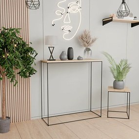 Modernistyczna konsola do przedpokoju dąb lancelot + czarny  F6-T05