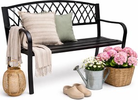 Czarna metalowa ławka z oparciem K5-E71