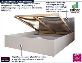 Kaszmirowe łóżko z szarym wezgłowiem 140x200 K7-P85