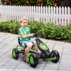 HOMCOM Gokart na Pedały Zielono-Czarny dla Dzieci Outdoor Stabilny i Atrakcyjny | Aosom PL
