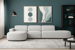 Narożnik modułowy CURSAL F  lewostronny 364×166×70 cm, jasno szary  Raven 6 – zaokrąglone leżanki, wolnostojący