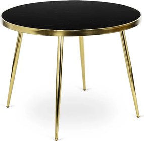 Stół Okrągły TINGA 100 cm Czarny/Złoty Glamour