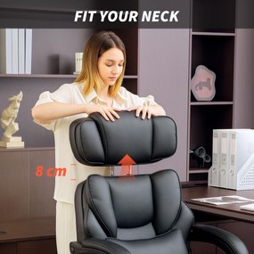HOMCOM Krzesło biurowe ergonomiczne z regulowaną wysokością, podparciem lędźwiowym, podłokietnikami, podnóżkiem, skórzane, czarne | Aosom PL