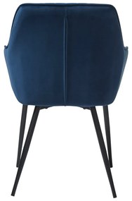 Ciemnoniebieskie aksamitne krzesła z podłokietnikami zestaw 2 szt. Nolan Stripe – Unique Furniture