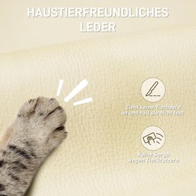 HOMCOM Ergonomiczny fotel biurowy z podnóżkiem, obicie z ekoskóry, na kółkach, obrotowy, metal, Beige+Schwarz