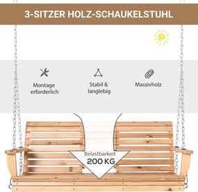 Outsunny Huśtawka Ogrodowa 23osobowa z Składanym Stolikiem Drewno Jodłowe Idealna na Patio Taras | Aosom PL