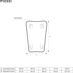 Lustro o nieregularnym kształcie oszlifowane bez podświetlenia LOONA | Różne rozmiary | Różne kolory : Kolor tafli szkła - Brąz, Rozmiar - 60x89 cm