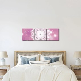 Obraz mandali na różowym tle (z zegarem) (90x30 cm)
