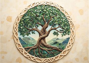 Obraz na szkle – Splecione drzewo życia (70x50 cm)