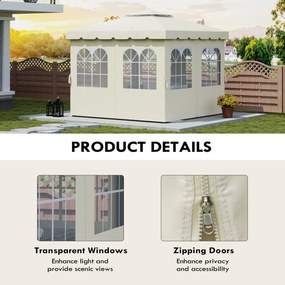 Outsunny Panele boczne do pawilonu, 4 elementy do ogrodowego namiotu, z zamkiem błyskawicznym, 3 x 4 m, kremowe | Aosom PL