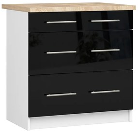 Czarna szafka kuchenna z szufladami 80 cm F5-L14