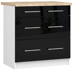 Czarna szafka kuchenna z szufladami 80 cm - Poli 8X