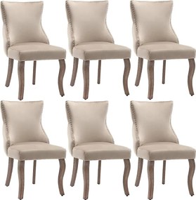 Zestaw 2 welurowych krzeseł do jadalni z nogami z litego drewna – beżowy