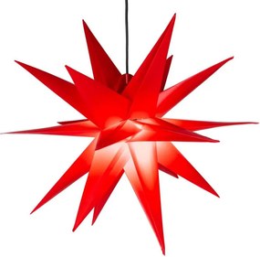 Dekoracja świąteczna - gwiazda z zegarem 1 LED, 55 cm, czer.