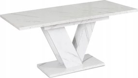 Stół Prostokątny Rozkładany CLARK 120-160 cm Biały Marmur Glamour