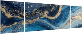 Obraz - Abstrakcyjny niebiesko-złoty marmur (170x50 cm)