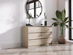 Komoda z 6 szufladami: dąb sonoma, 120 x 39 x 79 cm