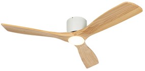 Wentylator sufitowy z lampą biały z drewnem 131,5 cm z LED z możliwością ściemniania z pilotem - Jerri Nowoczesny Oswietlenie wewnetrzne