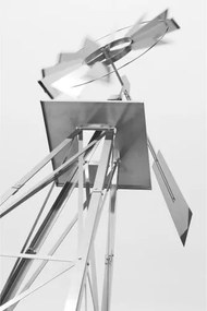 Wiatrak ogrodowy ozdobny 245 cm srebrny w stylu amerykańskim.