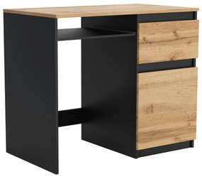 Biurko komputerowe młodzieżowe szkolne 90 cm REMI1 Czarny/Dąb Wotan